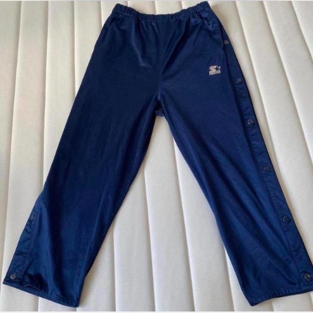 STARTER Navy Snap-Button Track Pants